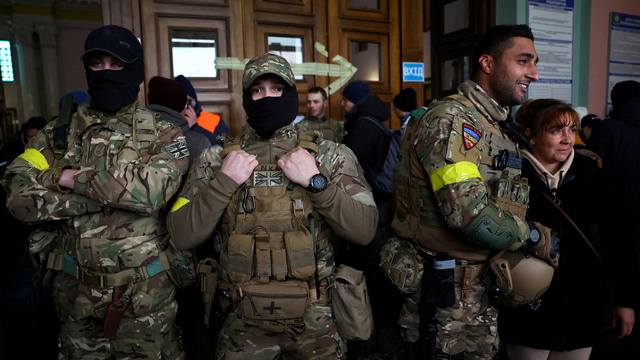 Foreign fighters who are ready to join the fight against the Russian invasion of Ukraine, gather in Lviv.JPG